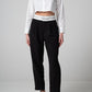 Pantalone nero con cintura sartoriale bianca