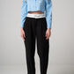 Camicia cropped celeste in cotone