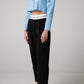Camicia cropped celeste in cotone