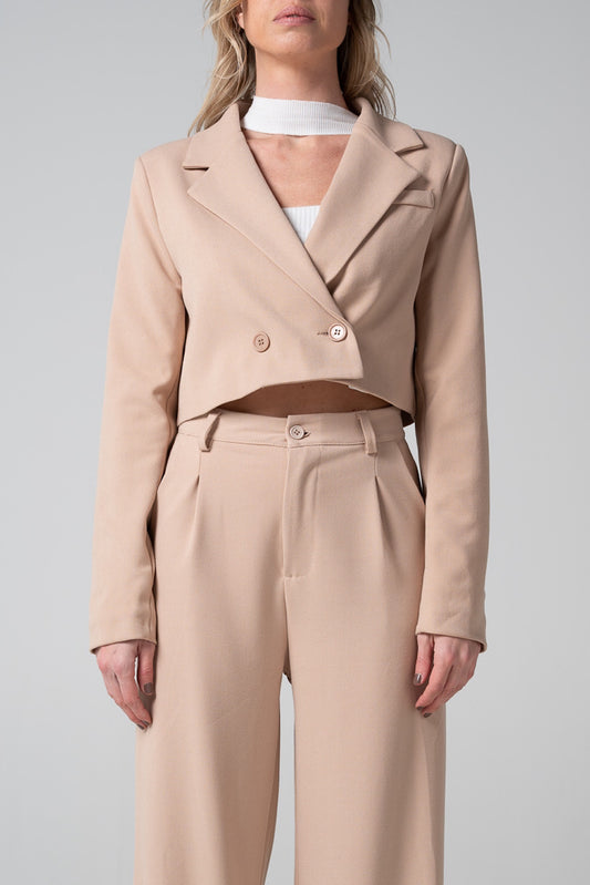 Blazer crop beige