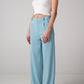 Pantalone wide leg celeste