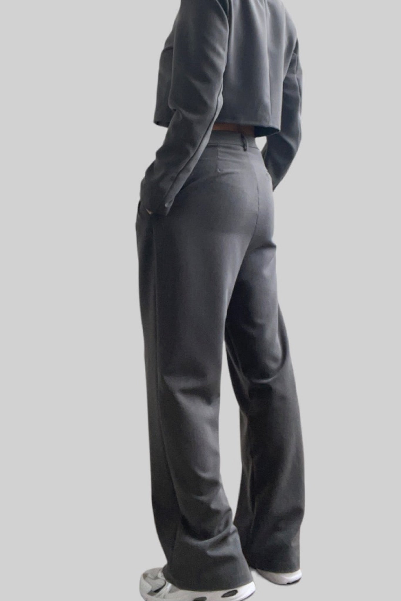 Pantalone wide leg grigio