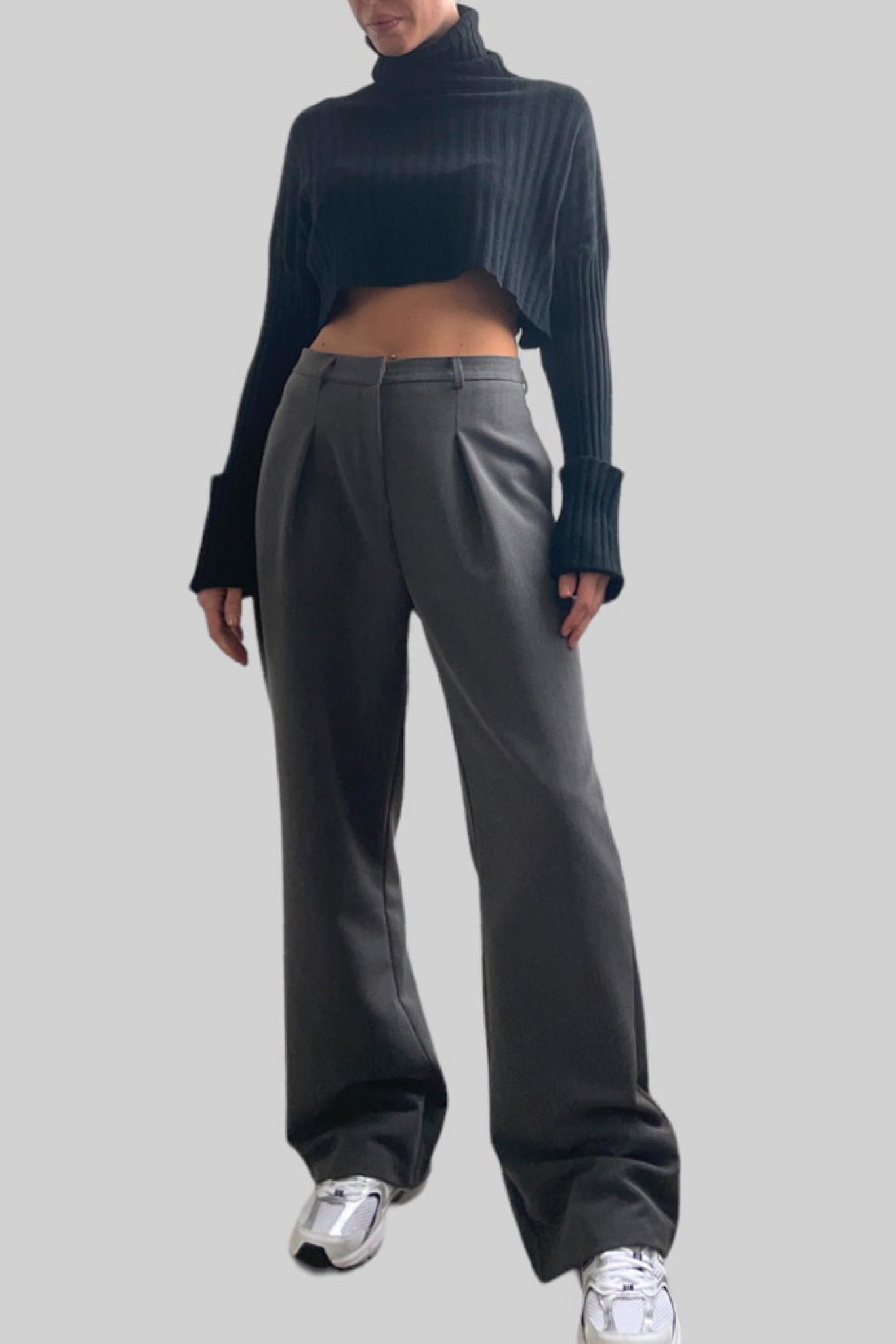 Pantalone wide leg grigio