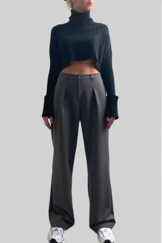 Pantalone wide leg grigio