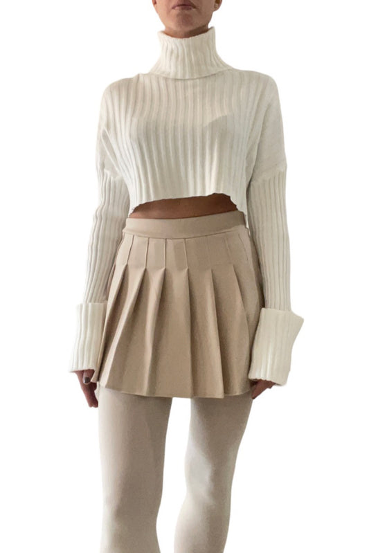 Pull crop a coste inglesi bianco
