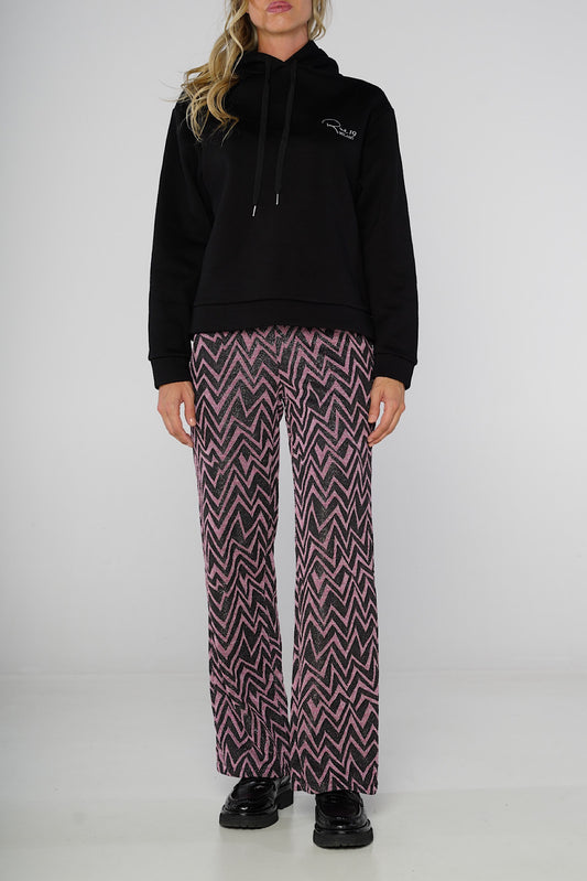 Pantalone con fantasia Chevron rosa e nero