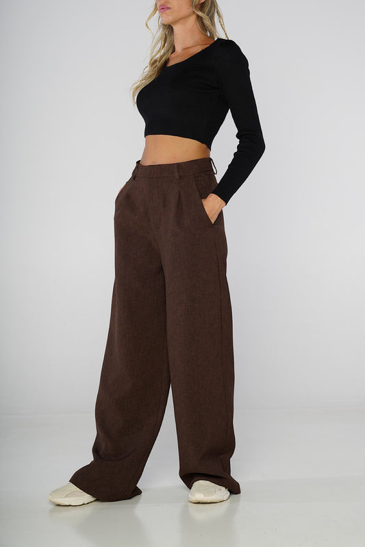 Pantalone wide leg Cioccolato