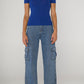 pantalone jeans cargo con tasche