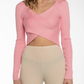 Maglia crop rosa candy a incrocio