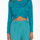 Maglia crop a maniche lunghe azzurro cielo