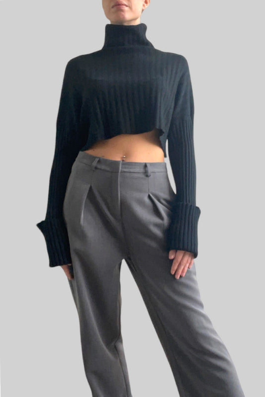 Pull crop a coste inglesi nero