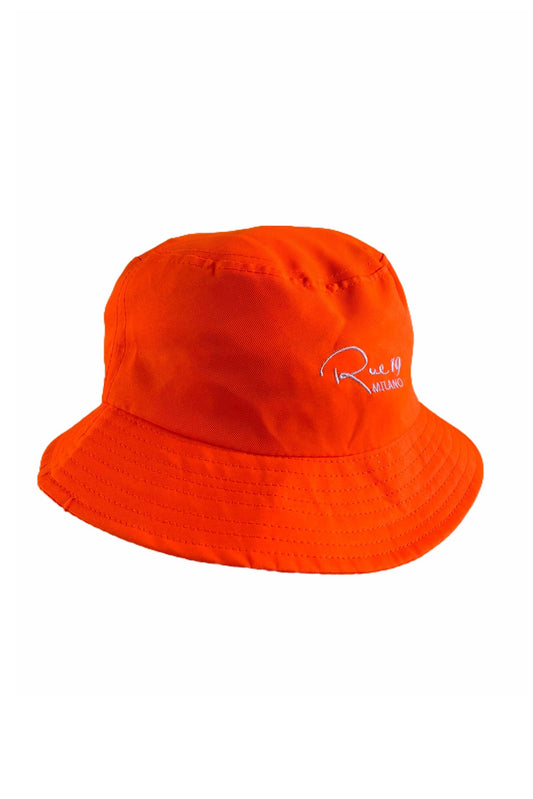 Bucket hat Rue 19 Milano arancione neon con ricamo bianco