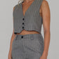 Gilet crop gessato grigio chiaro