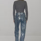 Jeans a palazzo con dettagli argento