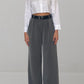 Pantalone wide leg  grigio con cinta